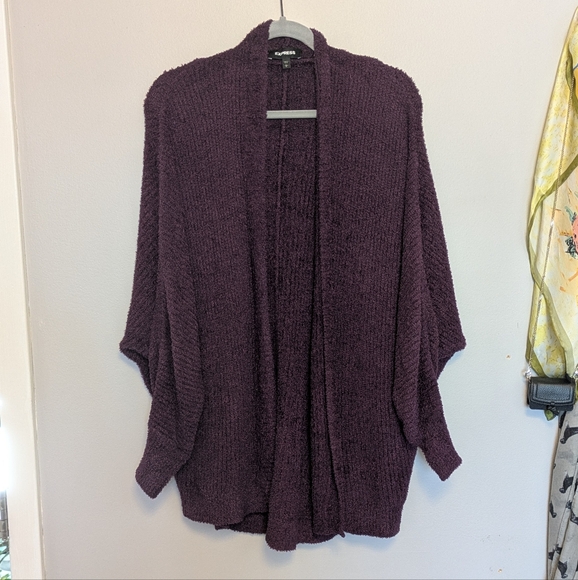 Express Sweaters - Express purple fuzzy batwing sleeve cardigan